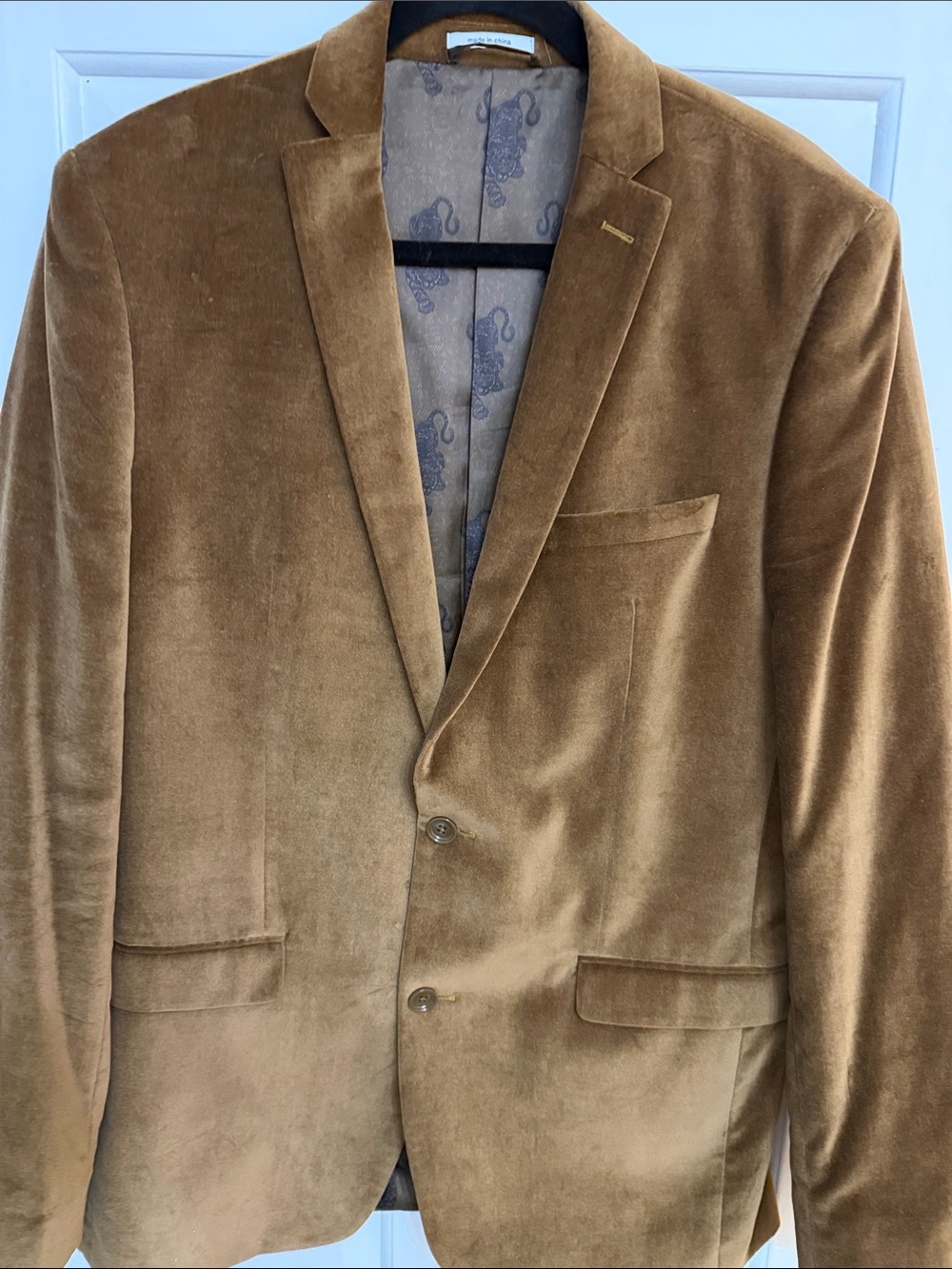 Bar III Men's Camel Brown Velvet Sport Coat